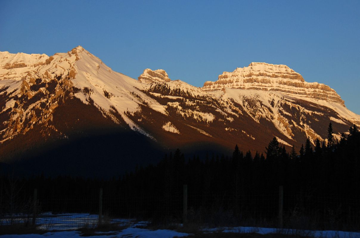 14 Massive Mountain And Pilot Mountain At Sunrise From Trans Canada Highway Just After Leaving Banff Towards Lake Louise In Winter